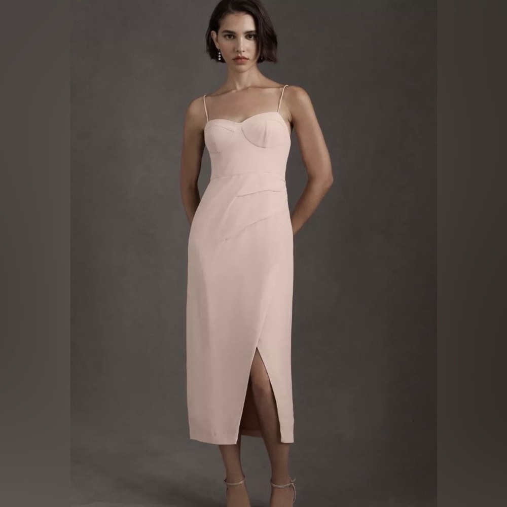 NEW BHLDN Anthropologie Dress Sz 10 Mauve Satin Emanuel  Georgette Bridesmaid